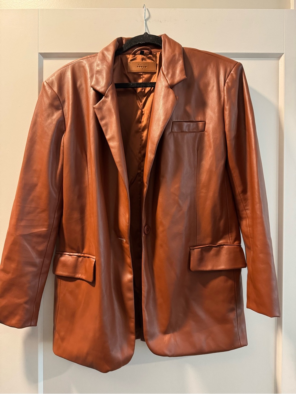 Leather Blazer Jacket - Brown